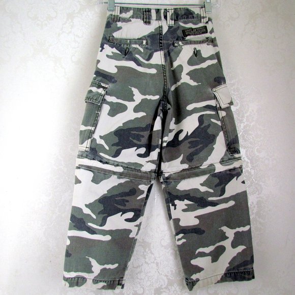 KID'S CAMO PANTS to SHORTS, 8, GRAY WHITE CARGO HUNTING CAMOUFLAGE, OTB - Picture 4 of 5